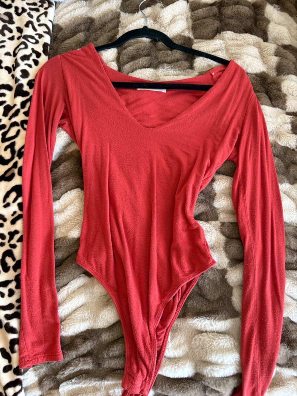 Women’s Orange/Red Long-Sleeve Scoop Neck Bodysuit